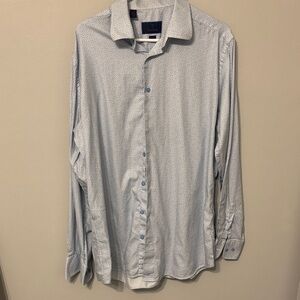 David Donahue Men's Blue Patterned Shirt